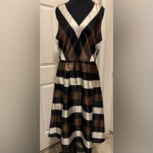 New York & Company Black and White Off-the-Shoulder A-Line Mini Dress